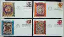 American 1978 Folk Art American Jinshin Silk First Day Cover All 4