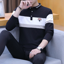 Spring and autumn long-sleeved T-shirt mens shirt collar Korean version Polo shirt trend lapel base shirt Mens collar top