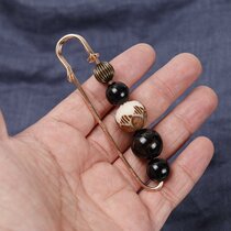 Zen~handmade bead pin Elegant national style Bodhi beaded brooch Female personality shawl buckle Silk scarf buckle