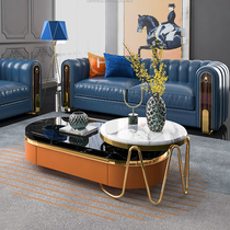 Postmodern light lavish tea table combined oval tea table Home living room big family type multifunctional tea table