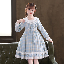 Girls long sleeve dress 2021 autumn dress new childrens foreign style Plaid college style princess dress autumn childrens dress