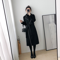 mularsa autumn and winter 100 Ao Mao Hepburn wind long Korean version of high-end double-sided cashmere coat female little man