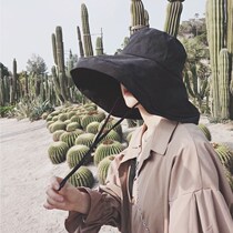  Japanese big edge fisherman hat female face covering large brim sunscreen sun hat Korean version wild basin hat sun hat summer