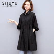Shirt womens long 2021 Autumn New Korean version of large size womens skinny coat Joker long sleeve shirt coat