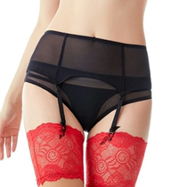 Domestic European style simple garter belt underwear set transparent mesh cotton crotch breifs waist 4 hook garter belt