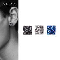  A STAR designer square crystal cluster earrings for men and women all-match simple 925 sterling silver European and American personality trend