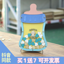 Creative Milk Bottle Wood Chip Cartoon Birthday Childs birthday signed to this table Baby full moon Thyme Fingerprint Tree Custom