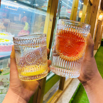 ins Wind retro relief sunflower glass water cup coffee juice cup beer cup cute girl household Cup