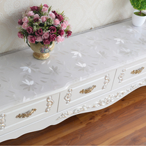 Leave-in 50*200PVC soft glass crystal tablecloth plastic transparent TV cabinet mat cloth Coffee table mat frosted crystal