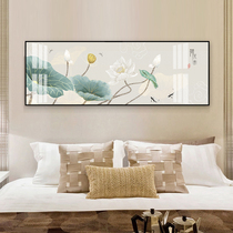 Lotus new Chinese bedroom decoration painting Crystal porcelain painting elegant murals living room sofa background wall painting