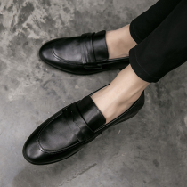 European Station genuine leather casual mens shoes Korean version small leather shoes 2022 springtime surges Inlen retro Foot Leather Shoes boom