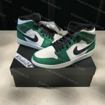 Khaki24 Air Jordan 1 AJ1 White Green Toe Celtic Black Green Mid Help 852542-301