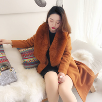 Large size womens clothing 2020 winter clothing new fat mm woolen coat socialite big hair collar expensive slim woolen coat trend