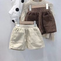 Childrens clothing custom boys and girls 19 autumn winter concave shape corduroy fashionable shorts childrens boots pants 307