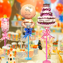 Mini cartoon aluminum film table floating column balloon birthday party arrangement props one year Hundred Days theme background decoration