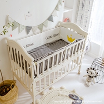 Cotton crib guardrail baby bed neonate anti-pinch breathable water washing cotton bed cover four seasons universal mite suppression