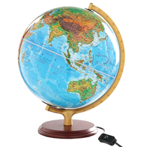 BOOM Bo Globe Ball Diameter 32cm Chinese and English Political District Terrain Two-in-one HD with LED light Wooden base Metal bracket Geography Learning Teaching Appliance