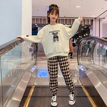 Girls Spring Dress Casual Set 2022 New Model Big Child Small Bear Panties Sports Fashion Ocean Two Waves