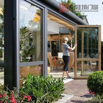 Villa aluminum-clad wood heavy-duty solid wood folding door sliding door antique decoration sliding door broken bridge aluminum heat insulation sun room