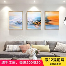 Light luxury style living room triple decorative painting modern simple hand-painted abstract oil painting painter pure hand painting Dafen Village