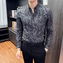 Fugui bird personalized printed shirt long sleeve new Korean mens shirt casual trend slim autumn winter coat