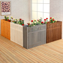 Groove partition outdoor flower stand fence anti-corrosion wood flower box rectangular flower pot screen solid wood fence Coffee Restaurant