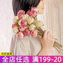 Retro Jiao Lace Roseflower Emulation Bouquet Fake Flowers Dried Flowers Photo Props Table Decoration Swing room Furnishing