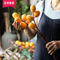(Mountain Tree) emulation Two-fork loquat fruit branches floral art wild anecdote natural home soft decorative pendulum with flower arrangement