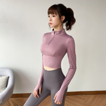 Yoga clothes for women blouses with slim long sleeves tight fit and autumn winter half zipped sports t-shirt training for running fitness