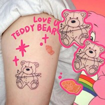 2) line bear tattoo sticker simple soft sister cute cartoon puppet bear rabbit waterproof long-lasting ins tattoo sticker