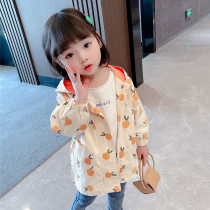 Girls autumn foreign-style jacket 2021 new spring and autumn childrens female baby Korean fashion coat childrens windbreaker