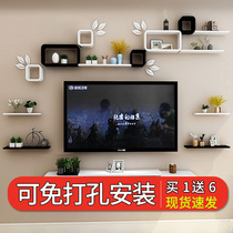 Storage rack Wall TV wall background Wall Wall wall cabinet shelf hanging wall living room decoration