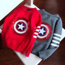 American Shield Sequin Sweater Cotton Spring and Autumn Boys Knit-11 1