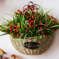 The new handmade DIY green plant simulation flower and grass bouquet is matched with the living room set pastoral European style