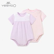 British newborn baby summer book jacquard underwear female baby short-sleeved triangle romper 184B0308
