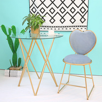 Nordic dressing table chair nail stool coffee milk tea leisure chair simple modern wrought iron dining chair backrest velvet chair