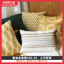  Cotton thief embroidered pillow yellow pillowcase Modern Nordic square pillow Sofa cushion pillow cover with core pendant