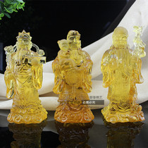 Ancient method dewaxing colored glaze Fu Lu Shou Samsung God of Wealth God Fuxing Buddha Hall ornaments tribute set of special