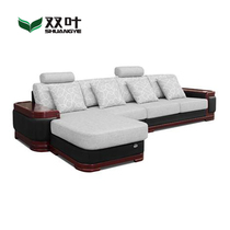 Double leaf furniture red oak solid wood sofa living room bedroom sofa modern Chinese fabric sofa corner sofa