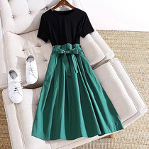 Very Fairy Green Out of Lean Dress Feminine 2022 Summer Dress Light Ripening Style Retro Balloon-Age Reduced Skirt