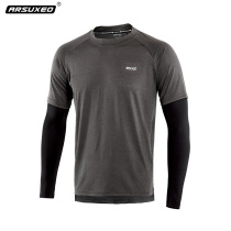 Ai Suo sports T-shirt long sleeve men quick dry breathable running cycling fitness training suit short sleeve shirt fake Two