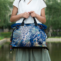 Yunnan Ethnic Minority Wind Embroidered Bag Embroidery Retro Canvas Casual Phoenix Inclined Satchel Bag Lady Handbag