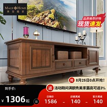  American country TV cabinet solid wood retro coffee table TV cabinet combination modern simple small apartment living room furniture