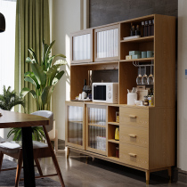Log wind solid wood color Japanese sideboard high wine cabinet integrated against the wall cupboard home kitchen simple modern Nordic