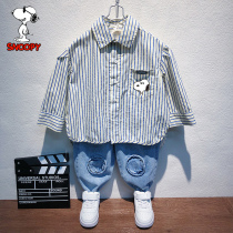 Sannu boy dress boy striped shirt 2022 spring child Korean version foreign air long sleeve shirt with baby blouses