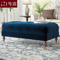 American blue velvet changing shoes stool clothing shop sofa stool rectangular footstool cloakroom stool bedroom bedstool