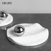 urlife minimalist light lavish marble crystal Ball swing piece Creative Wave trays Living room table Soft decorations