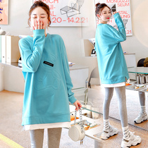 Pregnant Woman Sweatshirt Autumn Clothing Suit Fashion style woman with loose round collar Spring fall foreign air long sleeve blouse Chauma