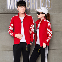 Sports suit mens spring and autumn sportswear three-piece suit womens trendy sportswear spring new handsome couple suit