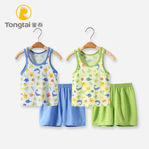 Tongtai baby vest set thin summer sleeveless two-piece men and women Baby Cotton clothes children summer tide